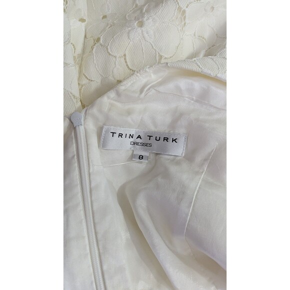 Trina Turk Ambros Embroidered Guipure Lace Fit Flare Dress in White Size 8 - Picture 7 of 11